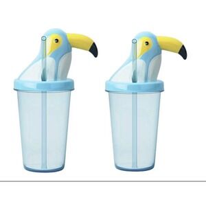2 Pack Sun Squad 16 oz Water Bottle Toucan Parrot Head Design